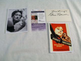 Vintage Gloria Swanson Autograph,  Hand Signed Index Card,  Jsa Authenticated