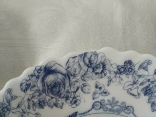 VTG Arcopal France Honorine Blue White Floral Scalloped Dinner Plates & Bowls 3
