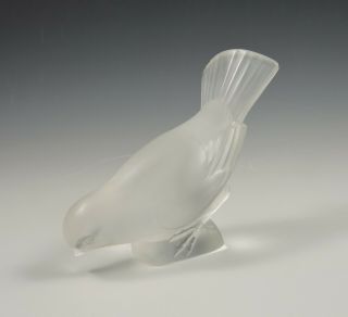 Lalique Crystal Glass Sparrow Bird Figurine Head Down 4 3/8 " Paperweight Signed