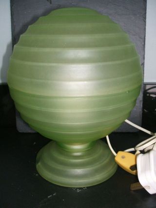 Art Deco Frosted Green Glass Table Lamp