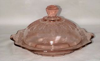 Anchor Hocking Princess Pink Butter Dish W/ Cover