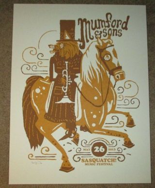 Mumford And Sons Concert Gig Tour Poster 5 - 26 - 13 Sasquatch 2013 &