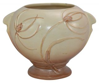 Roseville Pottery Teasel Ivory And Pink Ceramic Bowl 343 - 6
