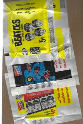 1960s Topps Beatles Wrapper 3 Different Very