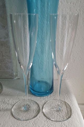 2 Vintage Baccarat Dom Perignon Crystal Champagne Flutes Glasses