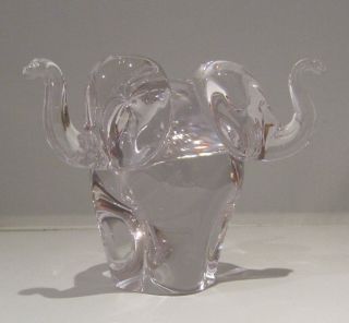 Wedgwood Glass Three Headed Elephant Ring Stand / Holder 1970s 2