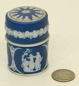 Antique Wedgwood Blue Dipped Jasperware Match Box & Striker / Holder Vesta Safe