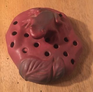 Rare Art Pottery Van Briggle Signed Mulberry Wine Red Flower Frog