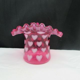 Fenton Cranberry Opalescent Heart Optic Mini Hat W215 Hard To Find