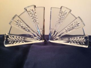 Waterford Crystal Dorset Fan Bookends 5 1/2 X 5 1/4 "