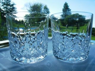 Waterford Irish Crystal.  Lismore.  3 3/8 " Old Fashioned Glasses.  Set Of Two.