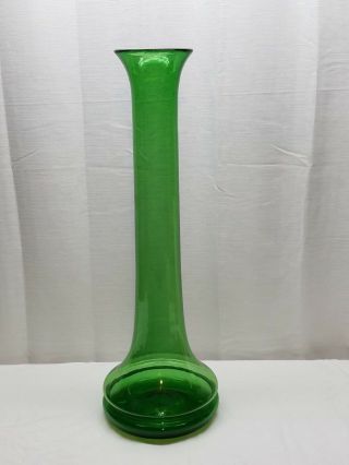 Vintage Mid Century Modern 26 " Large Studio Art Glass Vase Blenko Green Grass
