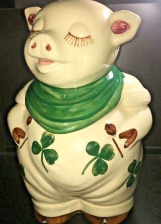 Vintage Shawnee Shamrock Pattern Smiley The Pig Cookie Jar