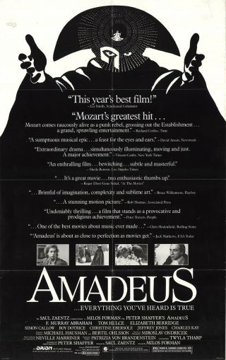 Amadeus 1984 25x39.  75 Orig Movie Poster Fff - 50948 Rolled Tom Hulce U.  S.  One S.