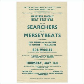 Searchers/merseybeats 1964 Brighton Football Ground Handbill Bob Wooler (uk)