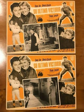 2 Mexican Lobby Cards 12.  5x17: The Winning Team (1952) Doris Day,  Ronald Reagan