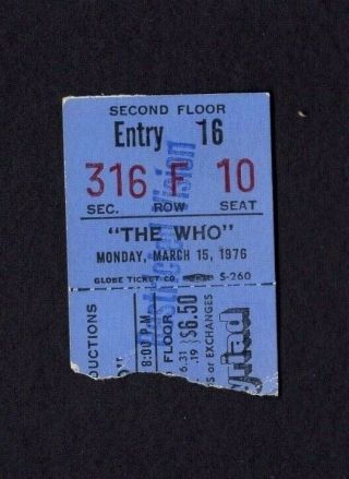 1976 The Who By Numbers Concert Ticket Stub Oklahoma City Keith Moon