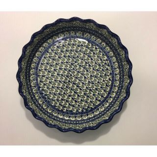 Polish Pottery Ceramika Artystyczna Boleslawiec 10 Inch Pie Dish Plate - Bluebel 2