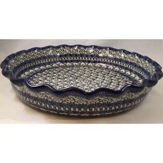 Polish Pottery Ceramika Artystyczna Boleslawiec 10 Inch Pie Dish Plate - Bluebel 3
