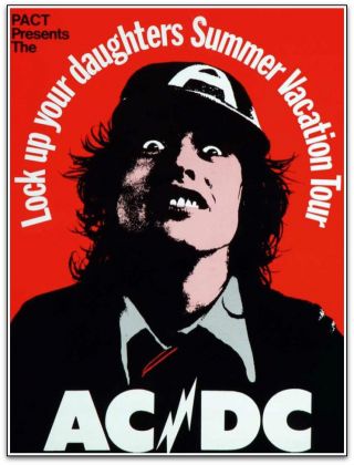 Ac/dc Lock Your Daughters 1975 Australian Tour Poster Design Graeme Webber