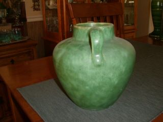 Vintage Burley Winter Pottery Green Two Handled Round Bulbous Vase 2