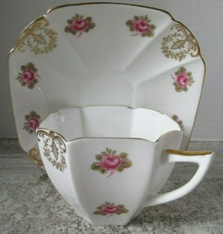 Old Vintage Art Deco Roses Shelley Porcelain Cup & Saucer