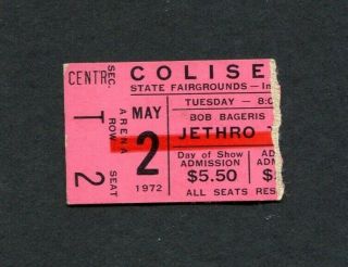 1972 Jetrho Tull Concert Ticket Stub Indianapolis In Thick As A Brick Tour