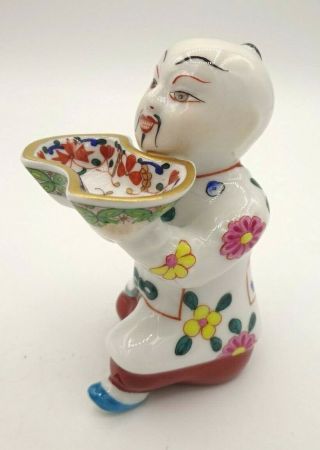 Herend Porcelain Chinese Ming / Mandarin Kneeling Man Figural Salt Cellar