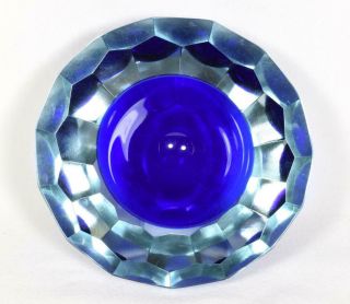 Vintage Murano Sommerso Glass Geometric Bowl/ashtray C1970s
