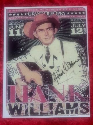 Hank Williams,  Jr Hand - Signed Hank Sr Grand Ole Opry Memorial Poster Only Ones