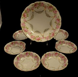 Made In Germany Berry Bowl Set Gold Lace Drop Rose Swag