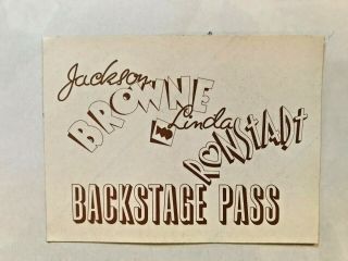 Jackson Browne Linda Ronstadt Backstage Pass Feb 21 1974 Southern Ct State Coll.