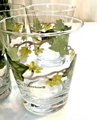 Franciscan Ivy Pattern,  8 Glasses By Libbey.