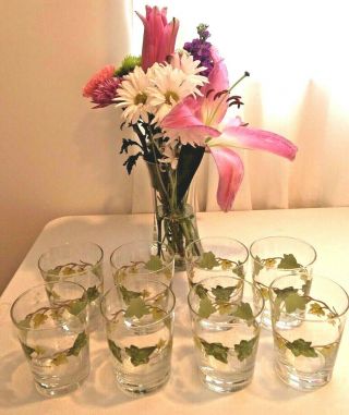Franciscan Ivy pattern,  8 glasses by Libbey. 3