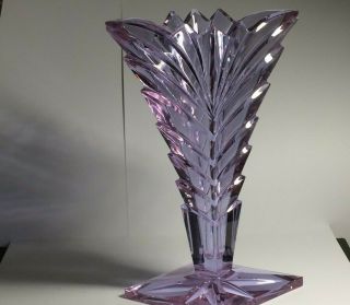 Vintage Art Deco Moser Cut Glass Alexandrite Vase 22.  Cm,  High