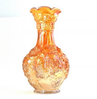 Imperial Loganberry Grape And Leaves Marigold Iridescent Carnival Vase