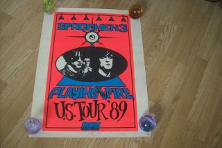 Spacemen 3 Playing With Fire Canceled U.  S Poster Red Signed Sonic Boom,  2 Coop