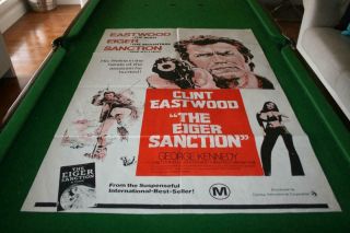 The Eiger Sanction Rare 1975 Australian Orig 1 Sheet Movie Poster In Vgood Cond