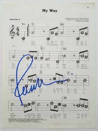 Paul Anka Signed My Way Sheet Music Songwriting Crooner Legend Rad