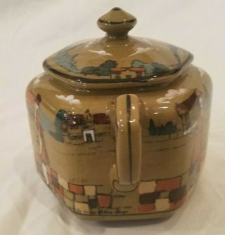 1908 Buffalo Pottery Deldare Sugar Bowl and Lid - Buffalo Pottery Emerald Deldare 4