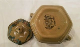 1908 Buffalo Pottery Deldare Sugar Bowl and Lid - Buffalo Pottery Emerald Deldare 7