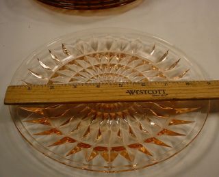 Vintage Jeannette Windsor Diamond Pink Depression Dinner Plates Set of 8 4
