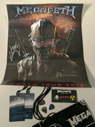 Megadeth 2016 Tour Poster Signed By Band Dave Mustaine,  Includes Merchandise
