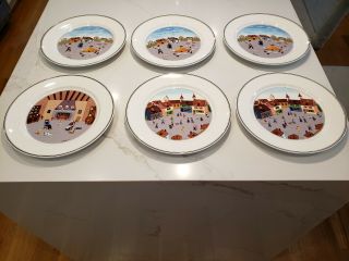 Villeroy & Boch Germany Design Naif Pattern 6 Dinner Plates 10 1/2 "