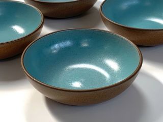 4 Heath Pottery Turquoise Blue Bowls San Fancisco California Modern Design