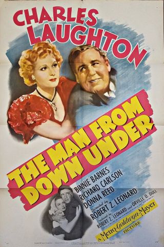 The Man From Down Under (1943) Charles Laughton Wwii Classic Orig 27x41 1 - Sht