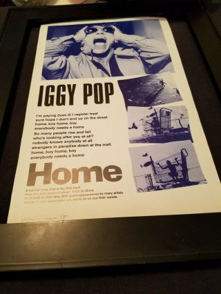 Iggy Pop Home Rare Radio Promo Poster Ad Framed