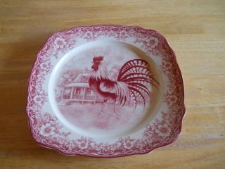 Tabletops By William James Farm Yard Red Rooster Dinner Plates Set Of 4 Lot1