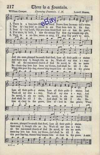 Elvis Presley Personal Owned Hymnal Page There Is A Fountain