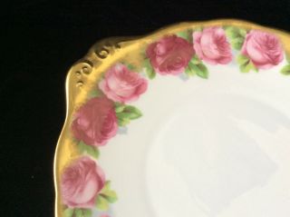 ROYAL ALBERT OLD ENGLISH ROSE HEAVY GOLD 10” HANDLED CAKE PLATE SERVING TRAY 2